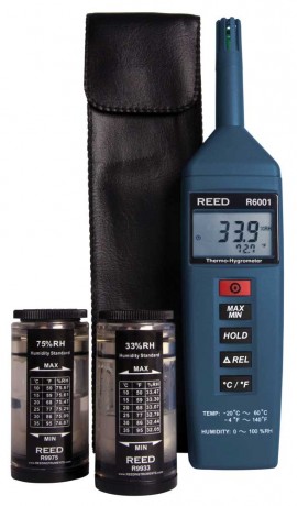 REED R6001-KIT Thermo-Hygrometer with Humidity Calibration Standards-